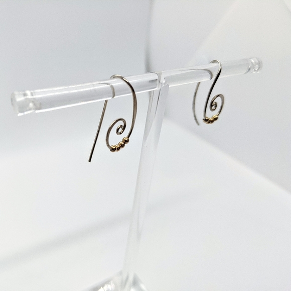 Sterling Silver Spiral Pull Through Earrings - Picture 2 of 3